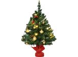 Fortuna Lai Albero Di Natale Piccolo, Mini Albero Di Natale Con Bacche Di Agrifoglio, Palline E Luci Led, Decorazione Da Tavolo Verde Pvc ∅40 X 60 Cm