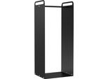 Fortuna Lai Scaffale Per Legna Da Ardere 36 X 30 X 90 Cm Scaffale Per Legna Da Ardere Con Maniglie, Scaffale Per Legna Da Ardere Per Esterni, Interni, Fino A 30 Kg, Acciaio, Nero
