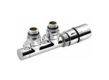 Sapho Twin - Set Di Attacchi Per Valvola Termostatica Per Attacco Centrale, Interasse 50 Mm, Destra, Cromo CP3010S