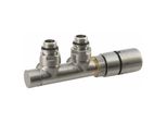Sapho Twin - Set Di Attacchi Per Valvola Termostatica, Attacco Centrale 50 Mm, Acciaio Inox Spazzolato CP3520S