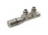 Sapho Twin - Set Di Valvole Di Collegamento Termostatiche Per Attacco Centrale, Interasse 50 Mm, Sinistra, Acciaio Inox CP3525S