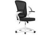 Sedia Da Ufficio - Sedile Ergonomico Naspaluro - Poltrona Con Bracciolo Ribaltabile A 90° - Supporto Lombare - Regolabile In Altezza - Bianco
