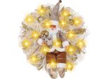 Ghirlanda Natalizia Con Babbo Natale, 18 Pollici, Ghirlanda Natalizia Per Decorazioni Natalizie Interne Ed Esterne, Accessori Per Feste