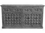 Cassettiera Orientale Abinash 192Cm Grigio Beige | Cassettiera Orientale Vintage Orientale Decorata A Mano | Credenza Indiana In Legno Per Casa Di Campagna | Mobili Asiatici Dall'india