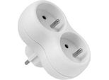 Sdoppiatore A 2 Prese Con Messa A Terra Bianco Elgotech R-20CA