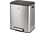 Cestino Eluno, Cestino A Pedale - 2 Scomparti Con Capacità Di 15 Litri Ciascuno, Cestino Interno In Plastica Rimovibile, Maniglie Laterali, Ampio Pedale, Sistema Di Separazione Dei Rifiuti, Coperchio A Chiusura Morbida, Acciaio Inox