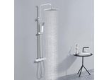 Sistema Doccia Homelody Con Termostato 38°C Colonna Doccia Quadrata Rubinetto Doccia Cromato Doccia A Pioggia Set Doccia Incl. Asta Doccia Regolabile, Acciaio Inox
