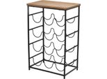Portabottiglie Koopman Per 12 Bottiglie, Metallo/Legno, 40X26X60 Cm, Nero