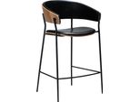 (Set Di 2) Sedia Da Banco Crib Dan-Form Con Braccioli Impiallacciati In Noce, Similcuoio Nera Pu.