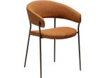 (Set Di 2) Sedia Da Pranzo Reboot Di Forma Dan Con Braccioli Bouclé Arancione Bruciato.