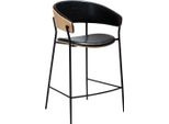 (Set Di 2) Sedia Da Banco Crib Dan-Form Con Braccioli Impiallacciati In Rovere, Similcuoio Nera Pu.