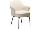 Sedia Da Pranzo Bae Dan Con Braccioli, Base Girevole Bouclé Beige.
