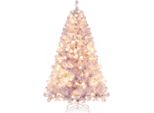Costway 180Cm Albero Di Natale Artificiale Con Led Bianco Caldo, 8 Modalità E Supporto In Metallo, Abete, Albero Di Natale, Albero Di Natale Artificiale Viola
