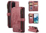 Galaxy S20+ Custodia Per Cellulare, Chiusura A Zip Custodia Flip In Finto Cuoio Chiusura Magnetica Porta Carte Funzione Stand Portafoglio Custodia Protettiva Per Samsung Galaxy S20 Plus Rosso