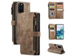 Galaxy S20+ Custodia Del Telefono Cellulare, Chiusura A Zip Custodia In Finto Cuoio Flip Cover Chiusura Magnetica Porta Carte Funzione Stand Portafoglio Custodia Protettiva Per Samsung Galaxy S20 Plus Marrone