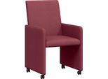 Vidaxl Sedie Da Pranzo Con Ruote 2 Pezzi Rosso Vino 57 X 66 X 94 Cm Tessuto