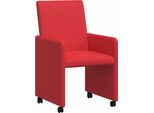 Vidaxl Sedie Da Pranzo Con Ruote 2 Pezzi Rosso 57 X 66 X 94 Cm Similcuoio