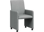 Vidaxl Sedie Da Pranzo Con Ruote 2 Pezzi Grigio Chiaro 57 X 66 X 94 Cm Tessuto