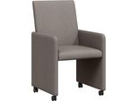 Vidaxl Sedie Da Pranzo Con Ruote 2 Pezzi Taupe 57 X 66 X 94 Cm Tessuto