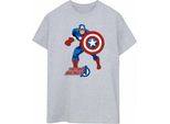 Captain America - Maglietta "Il Primo Vendicatore"" Per Donna BI344 (Xl) (Grau/Blau/Rot)"