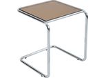 Tavolino Quadrato L50 Cm In Metallo E Vetro Marrone - Oviala Lewis