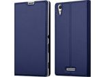 Cadorabo Custodia Per Cellulare Per Sony Xperia T3 Custodia Protettiva In Blu Cover Etui Book Case Booklet
