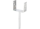 U-PfostenträGer Alberts, Grau (Feuerverzinkt), B:12,1Cm T:6Cm, Stahl, Bodenanker, Feuerverzinkt, Lichte Breite 121 Mm, LäNge Betonanker 200 Mm