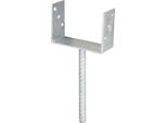 U-PfostenträGer Alberts, Grau (Feuerverzinkt), B:14,1Cm T:6Cm, Stahl, Bodenanker, Feuerverzinkt, Lichte Breite 141 Mm, LäNge Betonanker 200 Mm