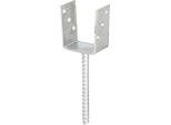 U-PfostenträGer Alberts, Grau (Feuerverzinkt), B:9,1Cm T:6Cm, Stahl, Bodenanker, Feuerverzinkt, Lichte Breite 91 Mm, LäNge Betonanker 200 Mm