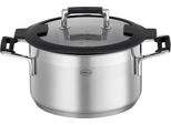Kochtopf RÖSle "Silence Pro", Silber (Silberfarben, Schwarz), B:21,5Cm H:12Cm L:30Cm Ø:20Cm, TöPfe, Suppentopf Kochtopf, Innenskalierung Und SchüTtrand, SpüLmaschinen- Und Induktionsgeeignet