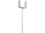 U-PfostenträGer Alberts, Grau (Feuerverzinkt), B:10,1Cm T:6Cm, Stahl, Bodenanker, Feuerverzinkt, Lichte Breite 101 Mm, LäNge Betonanker 400 Mm