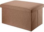 Intirilife Panca Pieghevole 78X38X38 Cm In Marrone Bernstein - Cubo Di Seduta Con Vano Portaoggetti E Coperchio In Tessuto Effetto Lino - Cubo Di Seduta Poggiapiedi Contenitore Cassapanca Sgabello Seduta