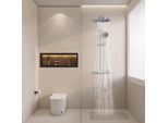 Sistema Doccia Con Soffione Termostatico, Set Doccia Con Soffione A Pioggia, Soffione Doccia Con Termostato 40°C E Scarico Acqua Nascosto, Asta