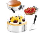 Swanew Base Per Torte Ø23- 30 Cm Set Per Torte Con Coltello Per Torte Accessori Per Torte In Acciaio Inox (Colore: Argento), Quantità: 1 X Set Da 4