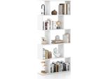 Libreria Costway, Scaffale A 5 Livelli, Scaffale In Legno Per Ufficio, Scaffale Per Archiviazione, Scaffale Divisorio Per Soggiorno, Camera Da Letto, Ufficio, 70 X 23,5 X 158 Cm (Bianco)