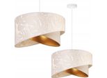 Light-Home Milan Lampada A Sospensione Con Paralume - Lampada Da Soffitto Industriale - Lampada A Sospensione In Metallo Con Paralume In Velluto - Beige Monserta, Bianco