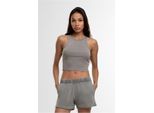 Urban Classics Top Damen Ladies Washed Rib Jersey Cropped Top Grau Xs