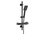 Joho Colonna Doccia In Acciaio Inox ,70Cm Asta Doccia Saliscendi Con Doccetta A 3 Getti, Supporto Per Soffione Doccia Tubo Per Bagno Rettangolare Nero