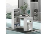 Scrivania Con Libreria, Tavolo Per Computer Con 6 Ripiani, Tavolo Per Pc Con Ripiano, Tavolo Da Ufficio Bianco