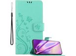 Cadorabo Cover Per Huawei P40 Pro / P40 Pro+ Cover Protettiva In Turchese Cover Protettiva Cover Cellulare Cover Case Fiori Fiore