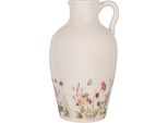 Caraffa Decorativa Clayre & Eef Ø 30X50 Cm Fiori In Ceramica Rosa Beige
