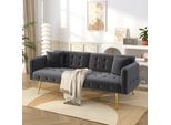Divano Merax A Due Posti Con Funzione Letto, Divano Letto Con Schienale E Braccioli Regolabili, Rivestimento In Velluto, Zona Notte 215×81,5 Cm, Grigio