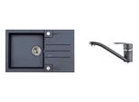 Lavello In Granito Con Miscelatore Alveus Rock 130 Carbon 91 780X480 Mm + Miscelatore Nina SETA056