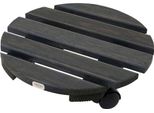 Carrello Porta Piante In Legno Rotondo Antracite Ø 38 Cm