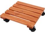 Carrello Portapiante Quadrato In Legno, Diametro 38 Cm 38 X 38 Cm, Marrone, Per Esterni