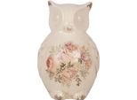 Clayre & Eef Figurina Decorativa Gufo 11X10X17 Cm Vetroceramica Beige Rosa