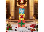 Costway Scatole Regalo A Led Da 120 Cm, 4 Scatole Da Decorazione Impilabili Con 48 Luci Bianche Calde, Scatola Natalizia Illuminata, Decorazione Natalizia Luci Di Natale