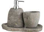 Set Di Accessori Da Bagno Ulla: Tazza, Dispenser, Vassoio Naturale.