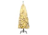 Costway Albero Di Natale Artificiale 150 Cm, Albero Di Natale A Matita Con 180 Led Bianchi Caldi, Neve E 8 Modalità, Albero Di Natale Stretto, Albero Di Natale Artificiale