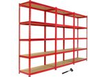 3X Scaffalatura Per Carichi Pesanti Scaffalatura Per Magazzini Scaffalatura Per Officina Scaffalatura Per Cantine Scaffalatura Plug-In Rosso